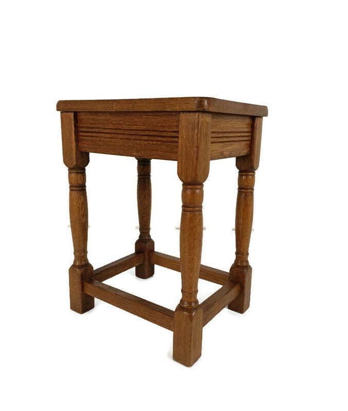 Side Occasional Small Wine Table Pedestal Barn Style Wood Vintage 70s
