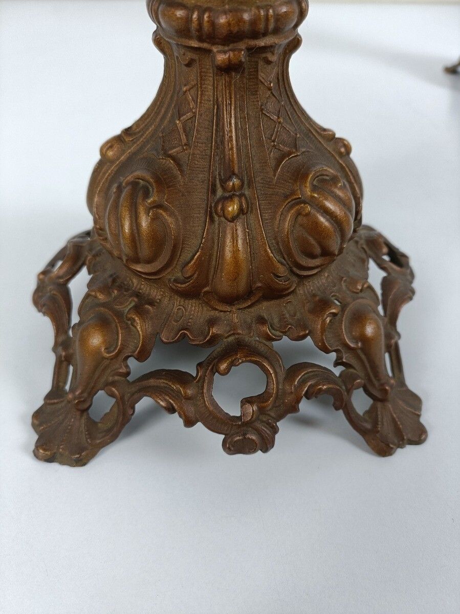 Large Couple Of Vases Pewters Porcelain Flower Pattern Ornate Spelter  50s Vinta photo buy
