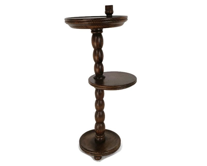Pedestal Plant Stand Side Occasional Table Two Tier Vintage Modernist Barn Count