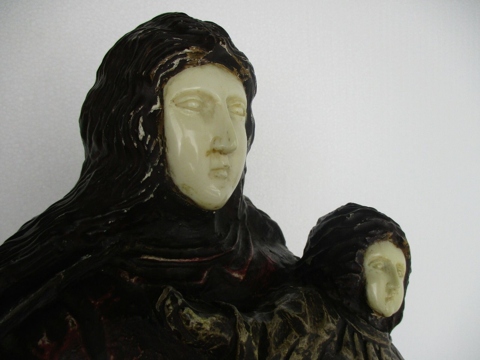 photo for sale Antique Statue Virgin Mary Our Lady Madonna Infant Child 19th Century Wood Wow
