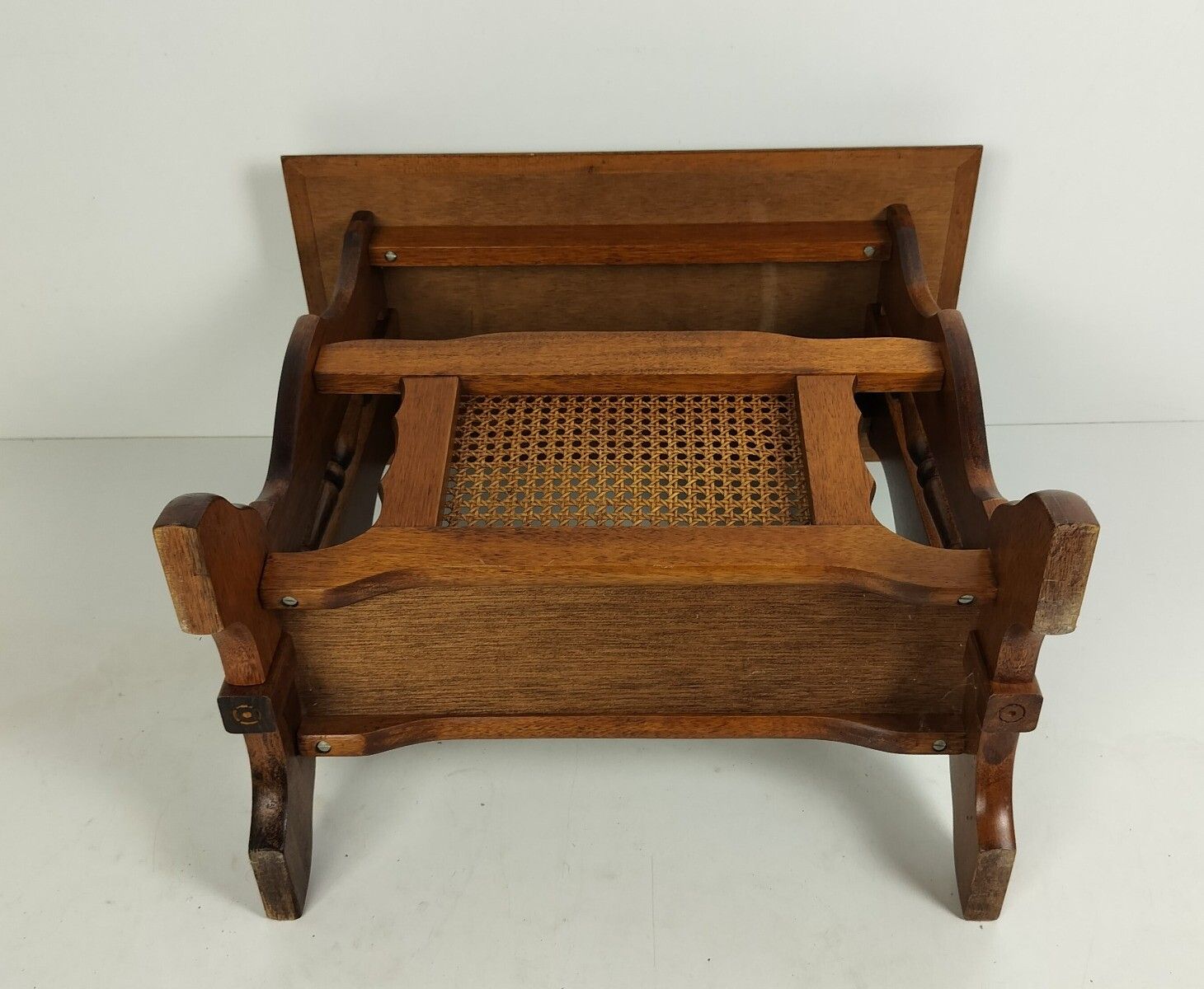 photo for sale Vintage Rattan Wicker Rush Wooden Magazine Newspaper Basket Rack Hobo Chick Japa