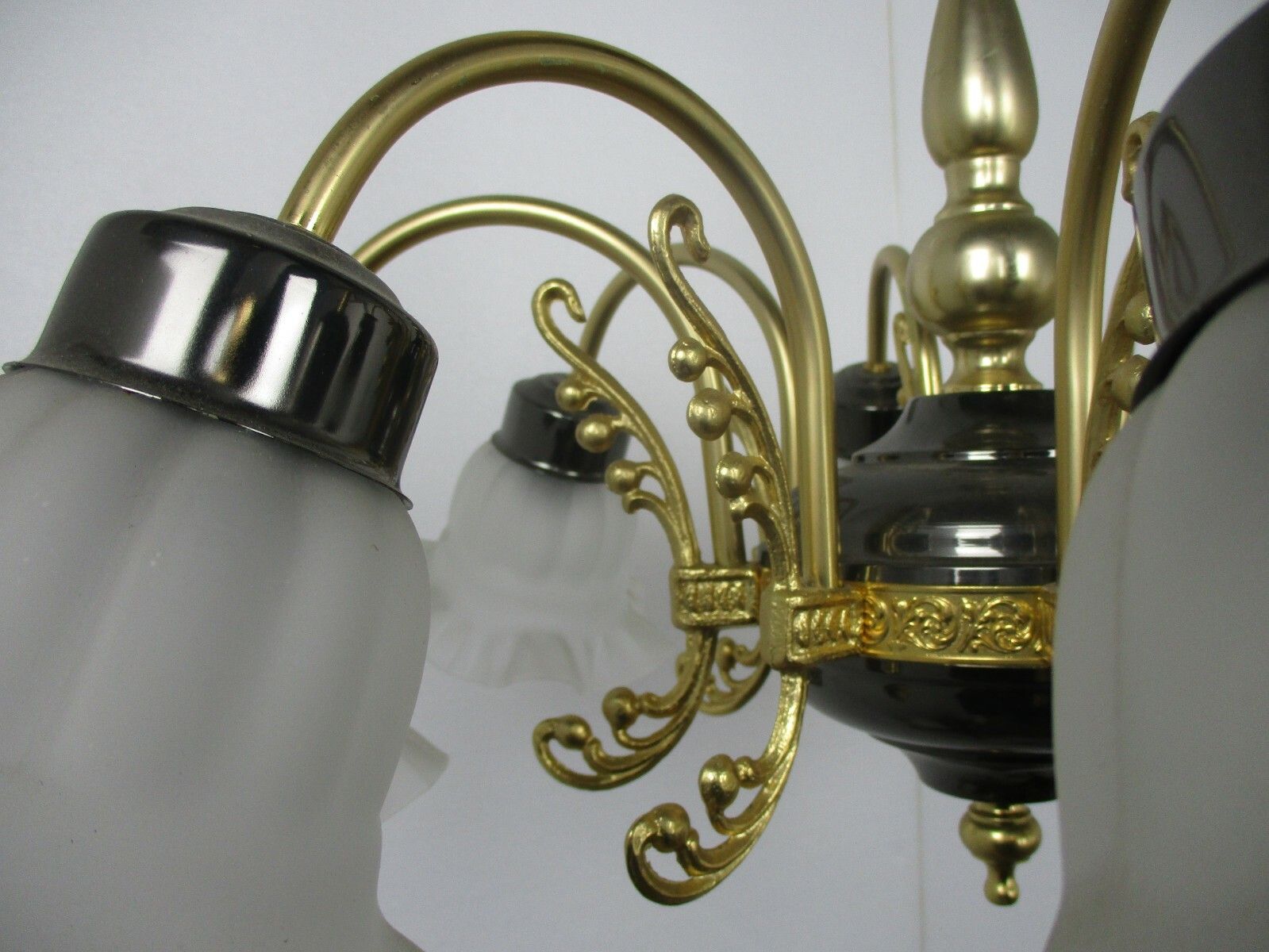 8 Arm Lights Chandelier Revival French Empire Style Brass Tulip Shades Lovely photo vintage