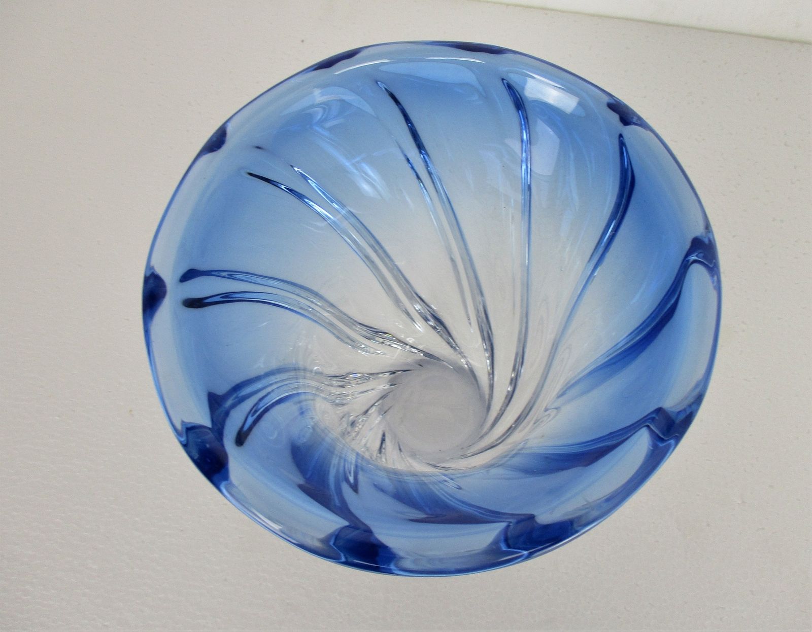 Art Deco Heavy Art Glass Vase Val St Lambert Twisted Glass Cobalt Blue To Clear photo Home Decor