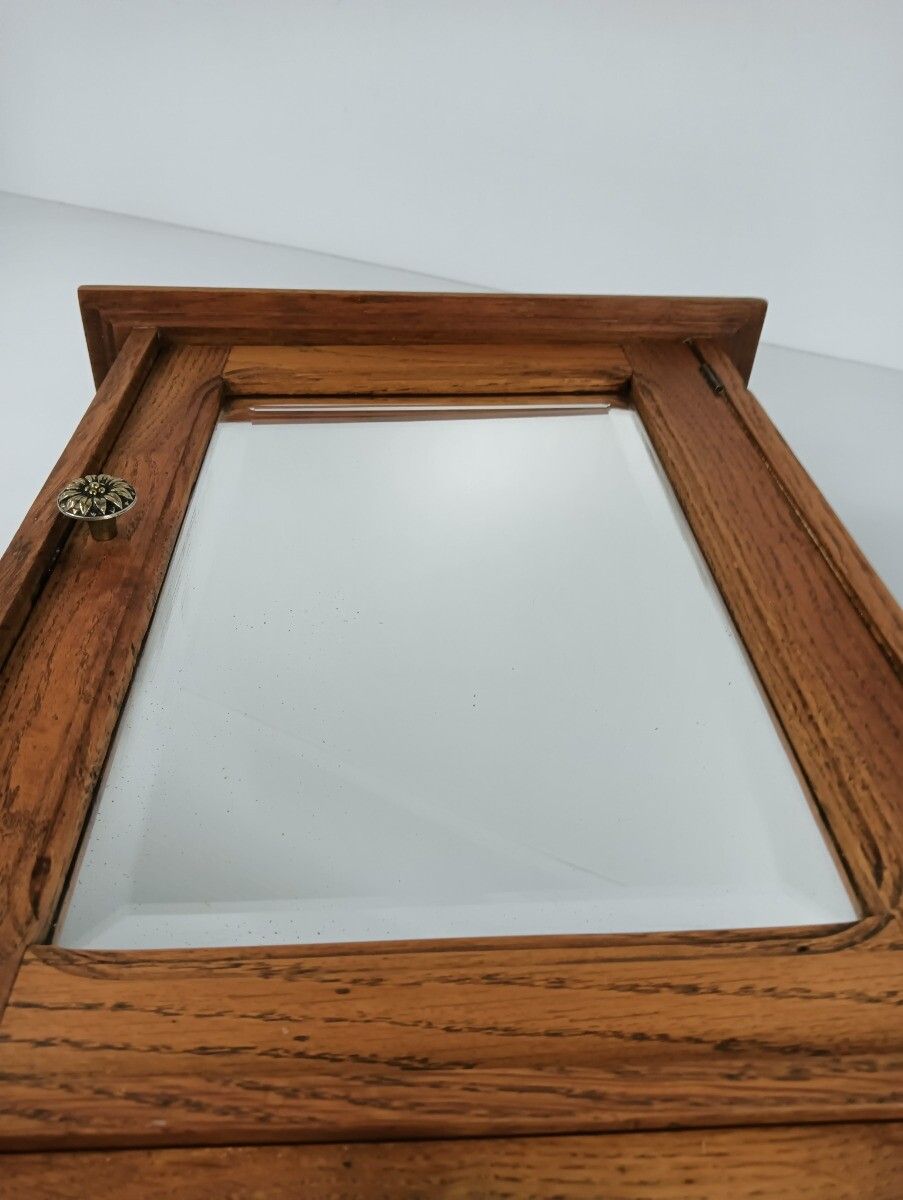 Medicine Cabinet Apothecary Kitchen Bathroom Wood  Shaving  Beveled Glass Mirror photo furniture