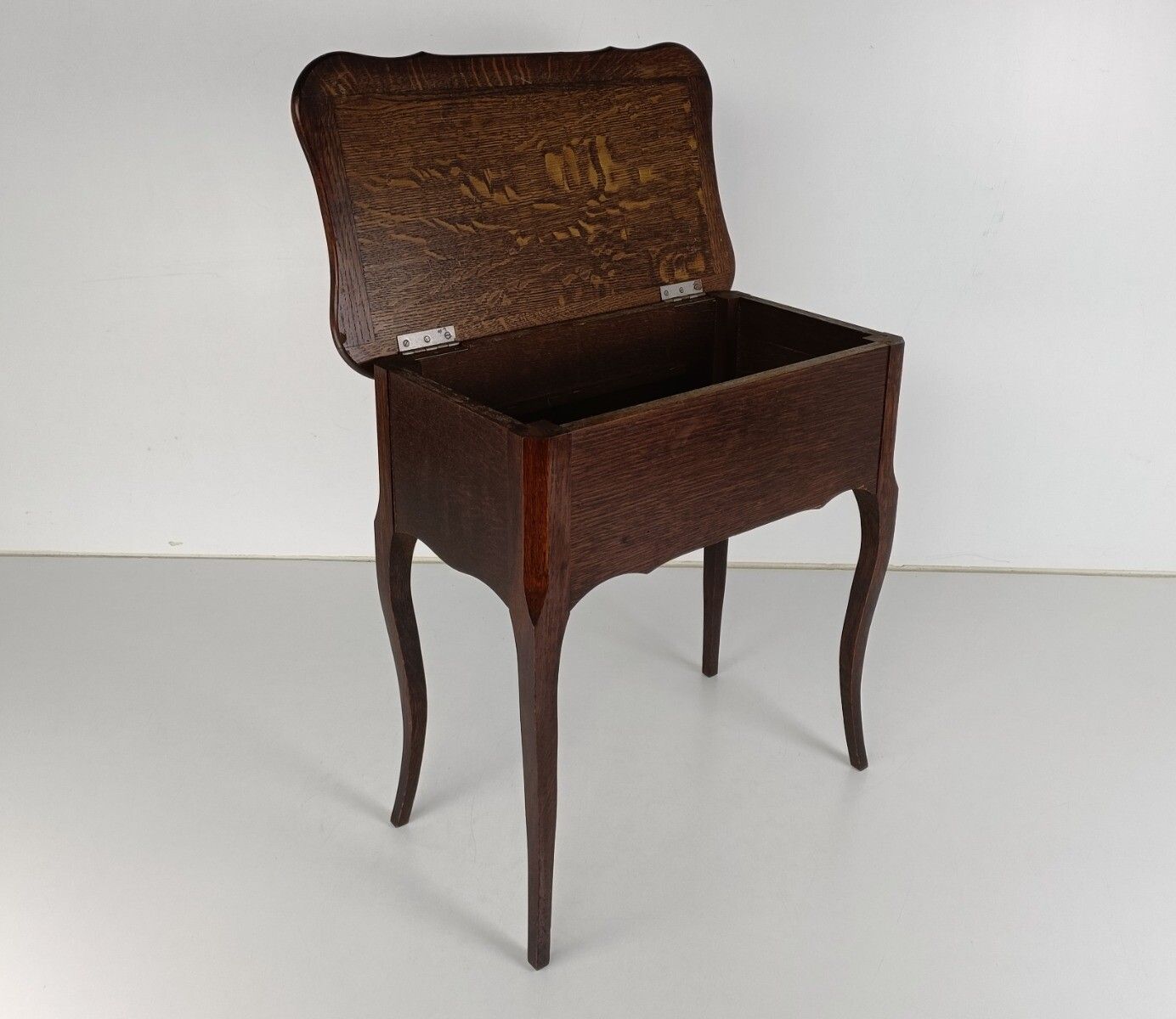 Antique Art Nouveau Wood Sewing Quilting Box Table Cabinet Louis XV Style Beauti photo for sale