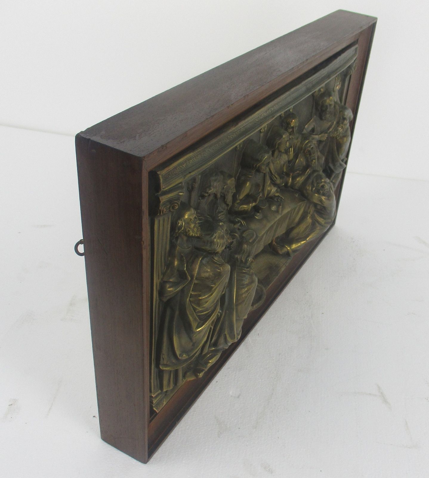High Relief Brass  Gorgeous Framed  Jesus Christ Last Supper Iconic photo vinterior