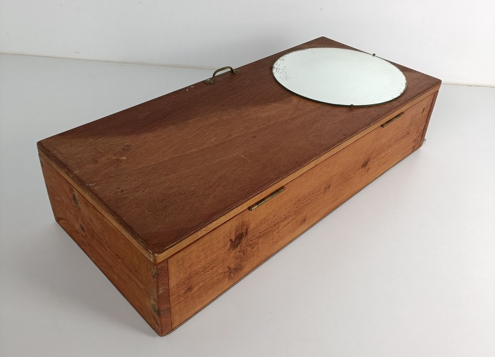photo furniture Large Wall Hanging Cabinet Vintage Round  Mirror  Wood Medicine Bathroom Apothec