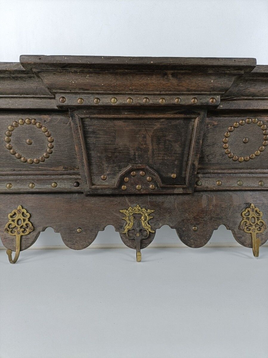 Magnificent Antique Carved Wood Coat Hat Rack Ornate Etched Hand Carved Wood Hob photo buy