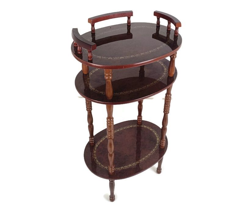 Pedestal Display Side Table Plant Stand Italian Wood Vintage Display Etagère 3