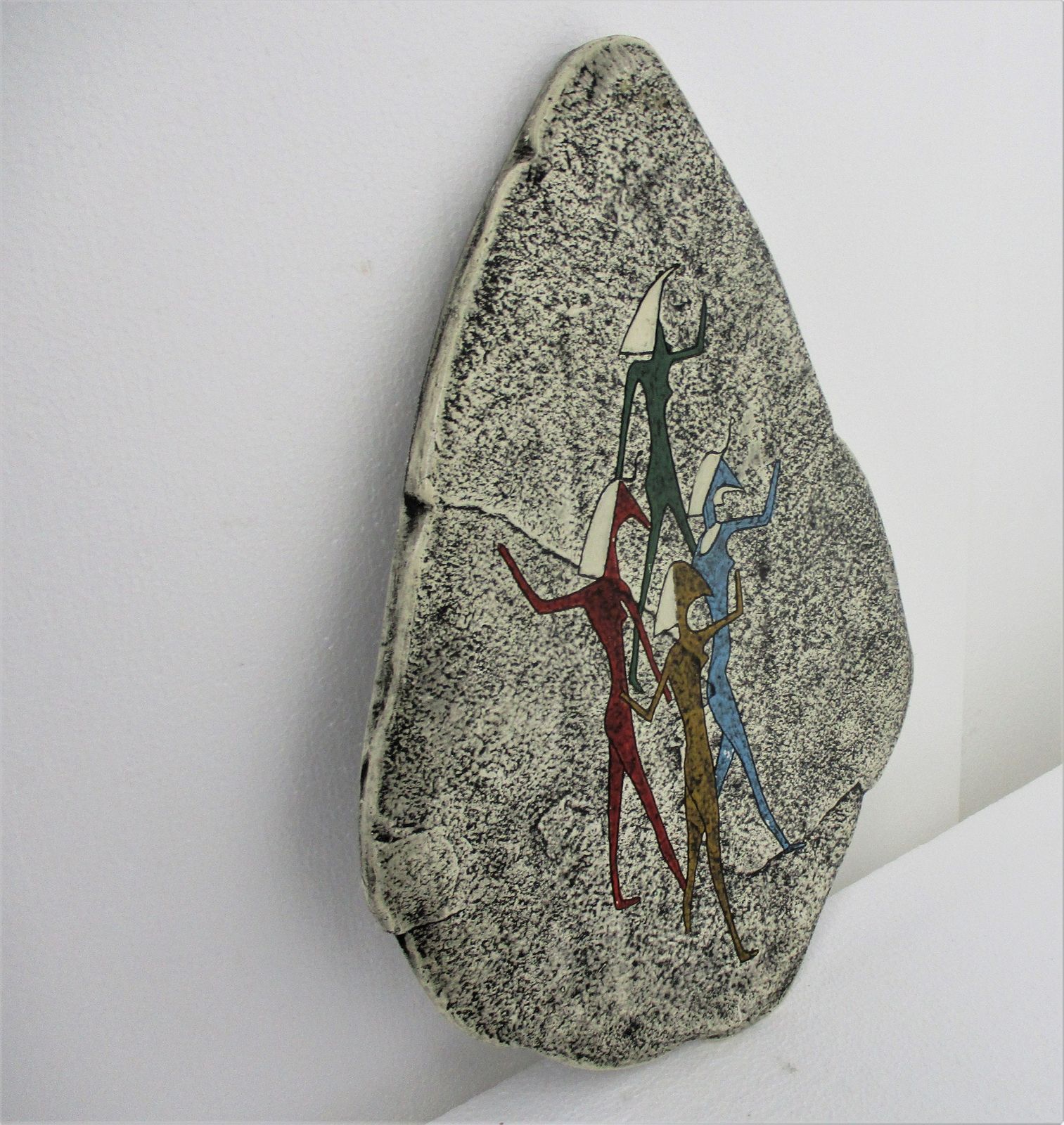 Egyptian Wall Hanging Stoneware Cave Painting Masked Priestesses Holy Ibis photo Art