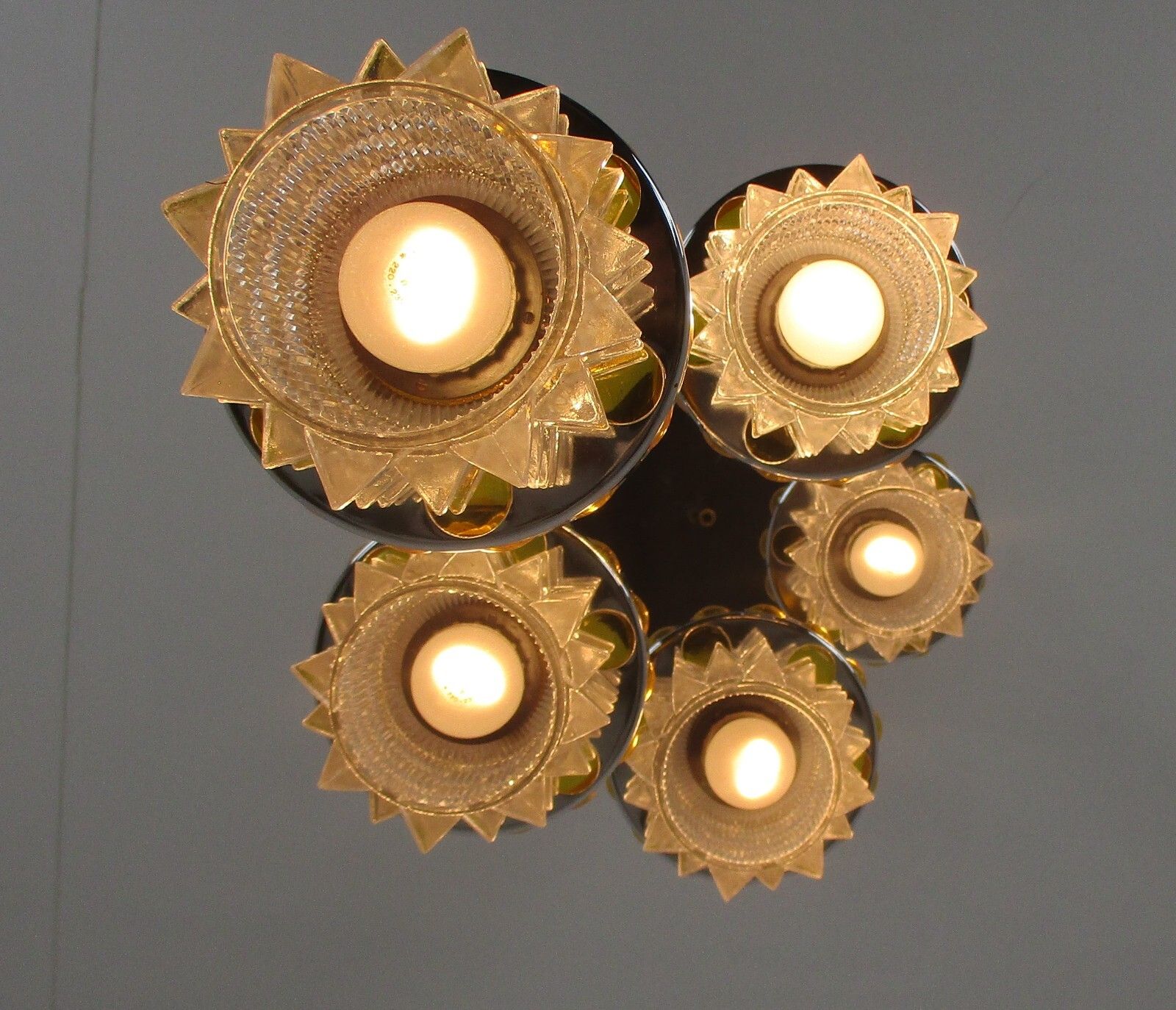 Raak Modern Mid Century Chandelier  Modernist Cascade 5 Lights Shades Glass photo Lighting