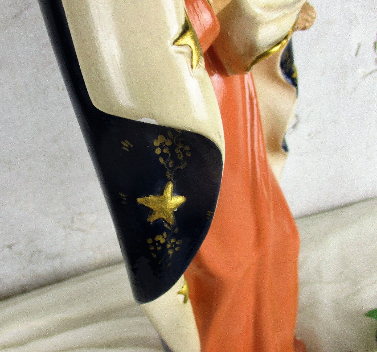 Large Polychrome Statue Virgin Mary Holy Mother Infant Child Mid Century Modern photo 256.0