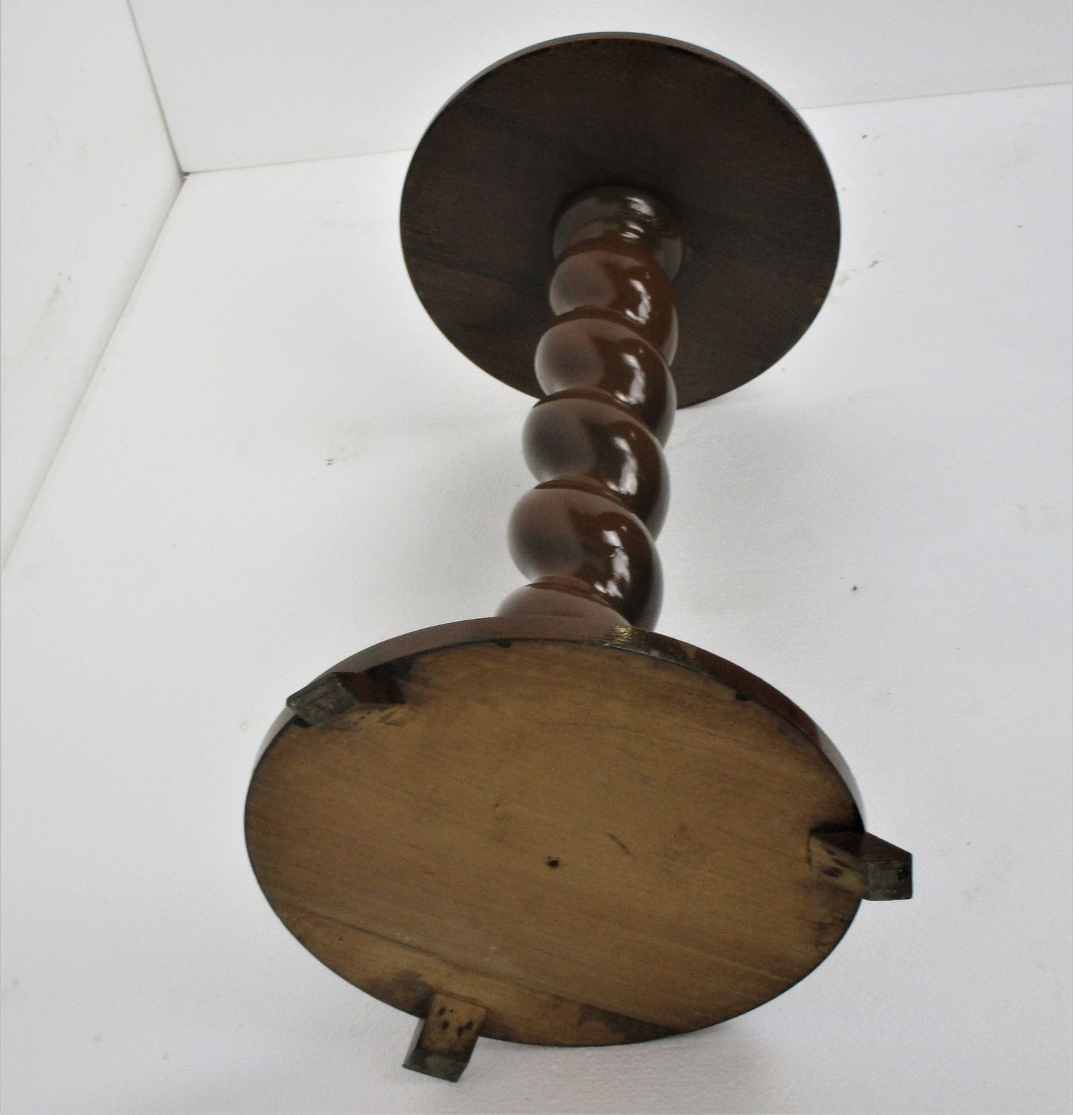 Hand Carved Wooden Barley Twist Pedestal Display Side Table Plant Stand Barn Cou photo buy