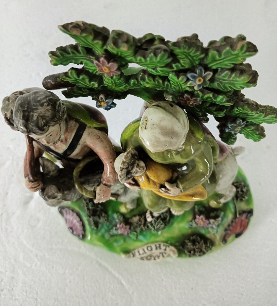 photo for sale Flight To Egypt Pearlware Bocage Figurine Walton  Staffordshire Pottery Antique