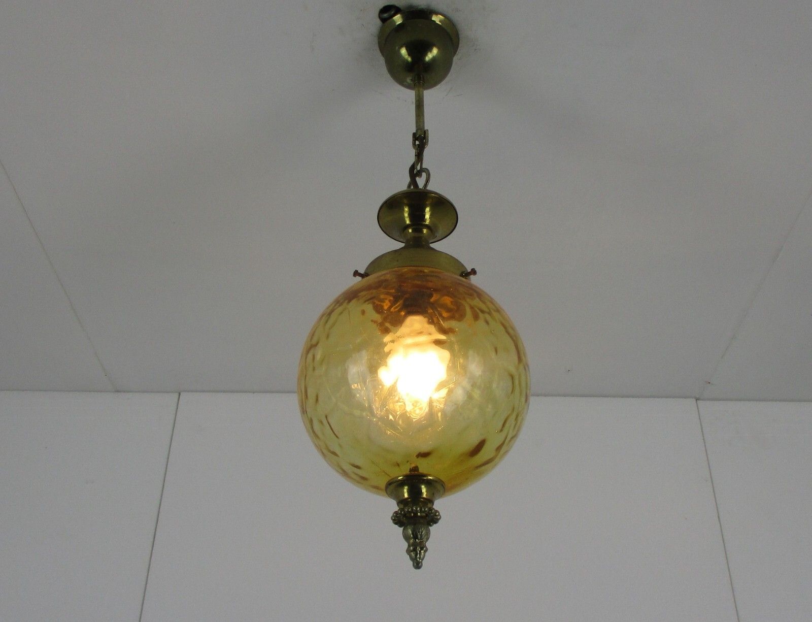 Chandelier Pendant Light Amber Glass Ball Mid Century Modern Modernist photo furniture