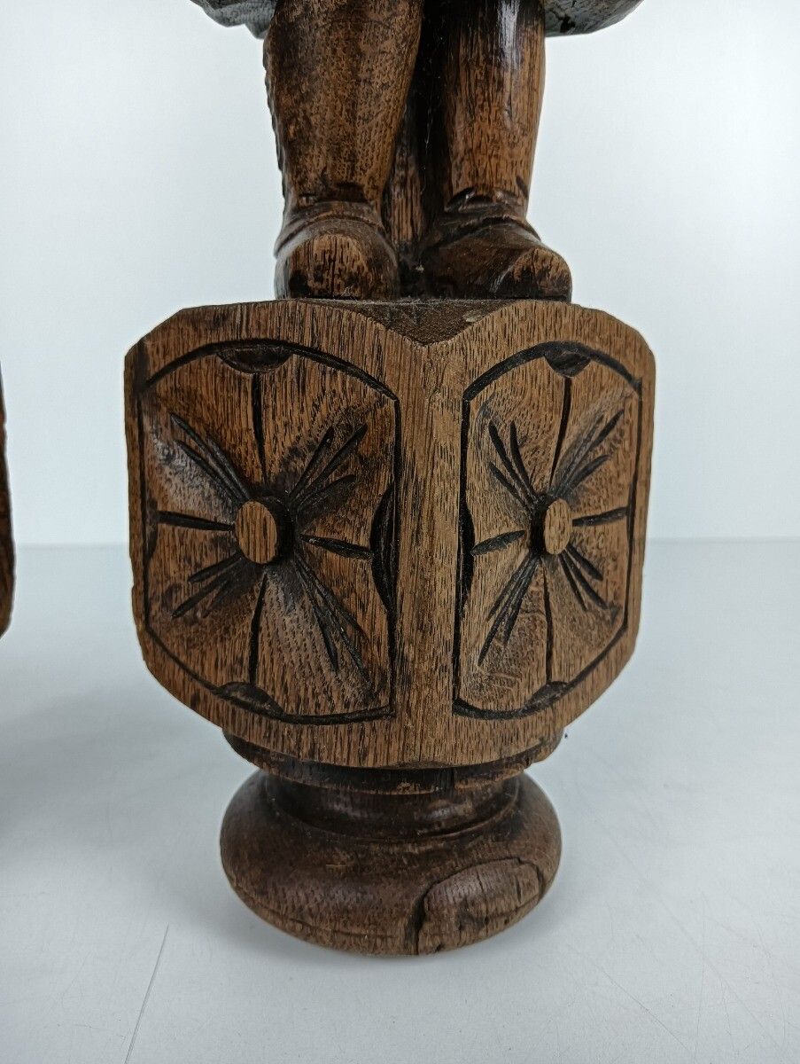 Large Antique Hand Carved Wooden Trims Breton Figures Couple France Reclaimed Ar photo vinterior