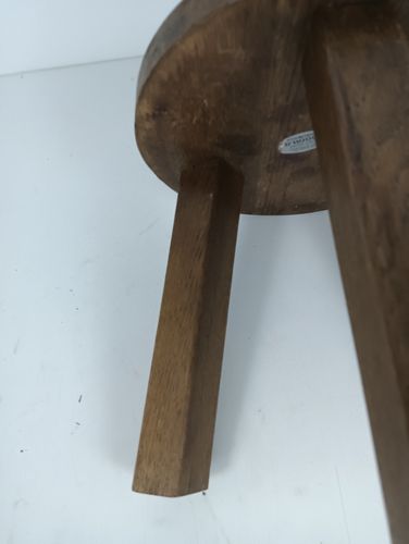 Carved Wood Milking Stool Pedestal Table Pedestal Vintage Small Side Table Barn photo furniture