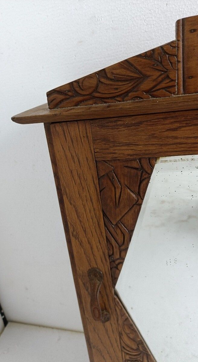 Medicine Apothecary Cabinet Gorgeous Ornate Wood Beveled Glass Japandi Style photo Furniture