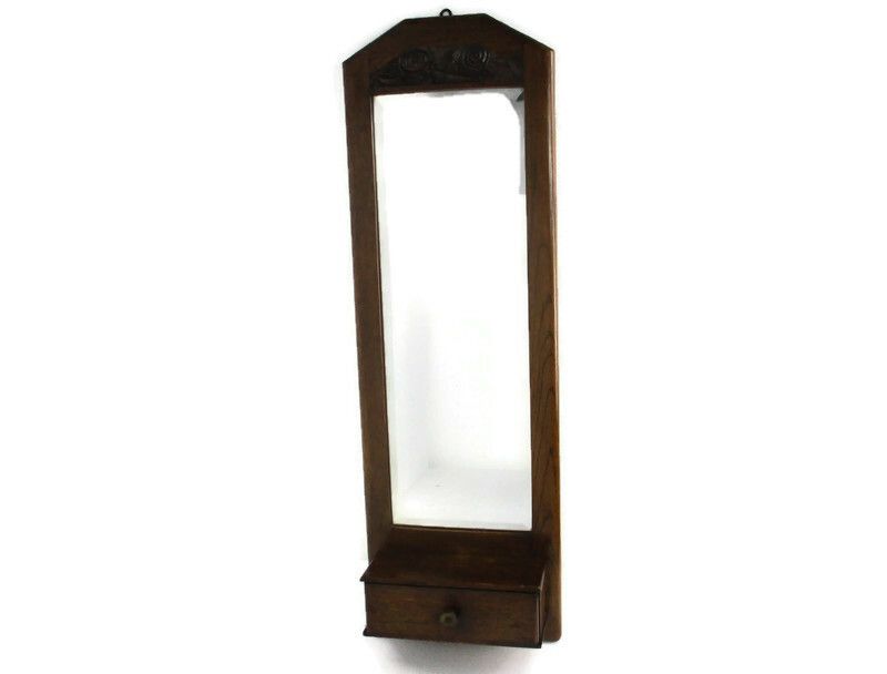 Hallway Cabinet Beveled Glass Mirror Hand Carved Antique Xl Htf Impressive