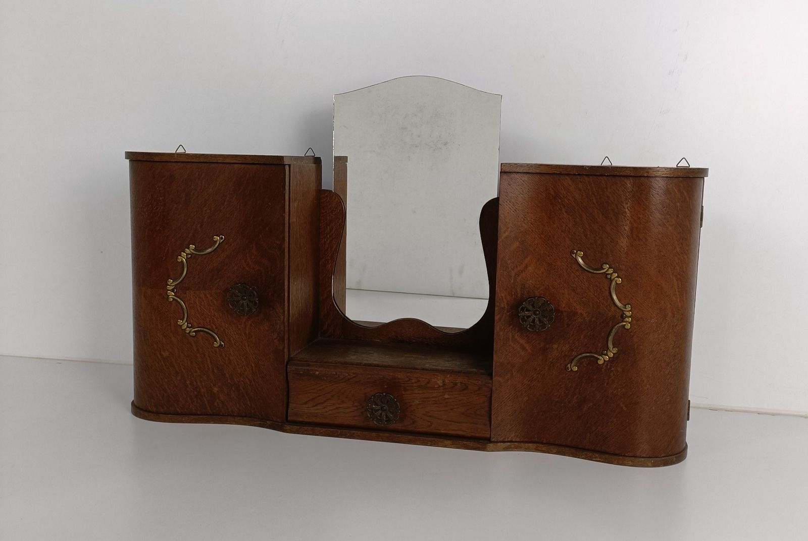 Art Deco Antique Double Apothecary Medicine Cabinet Bathroom Wood Farmhouse Styl photo furniture