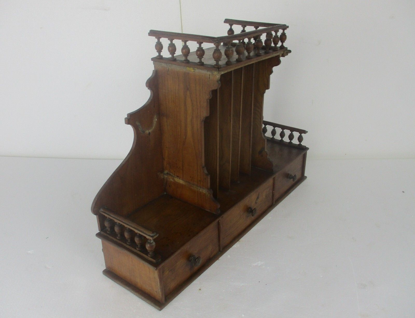 Antique Pediment Cabinet Spindles Display Kitchen Shelves Drawers Stunning photo furniture