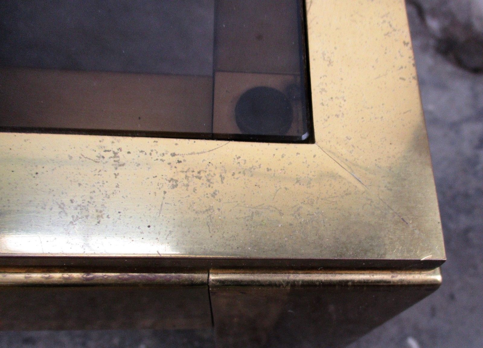 Vintage Italian Design Coffee Side Table Brass Smoked Glass Glam Era Romeo Rega photo 364.0
