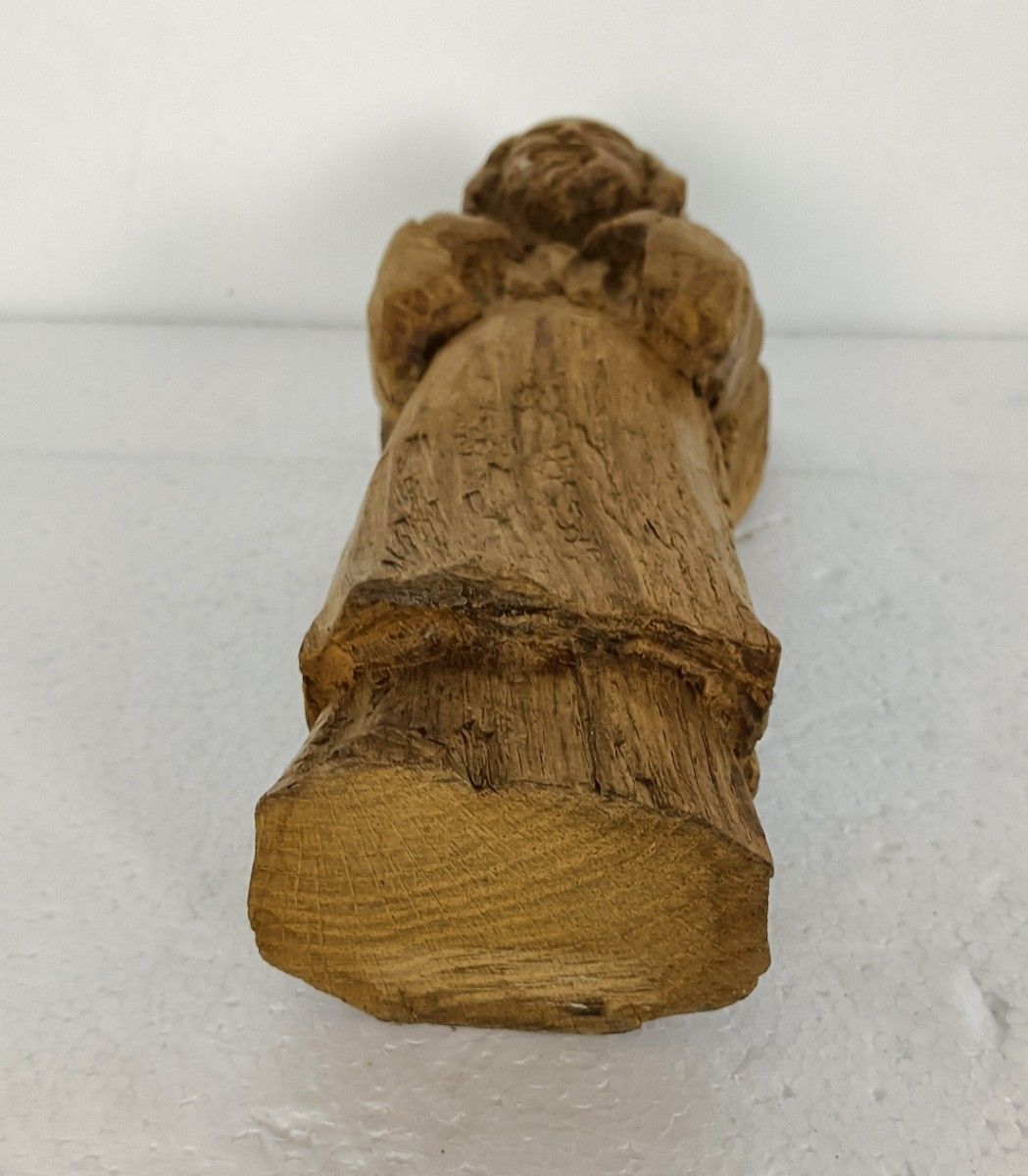 Vintage Wooden Hand Carved Wood Figurine Sculpture Chinese Old Man Phène photo Home Decor