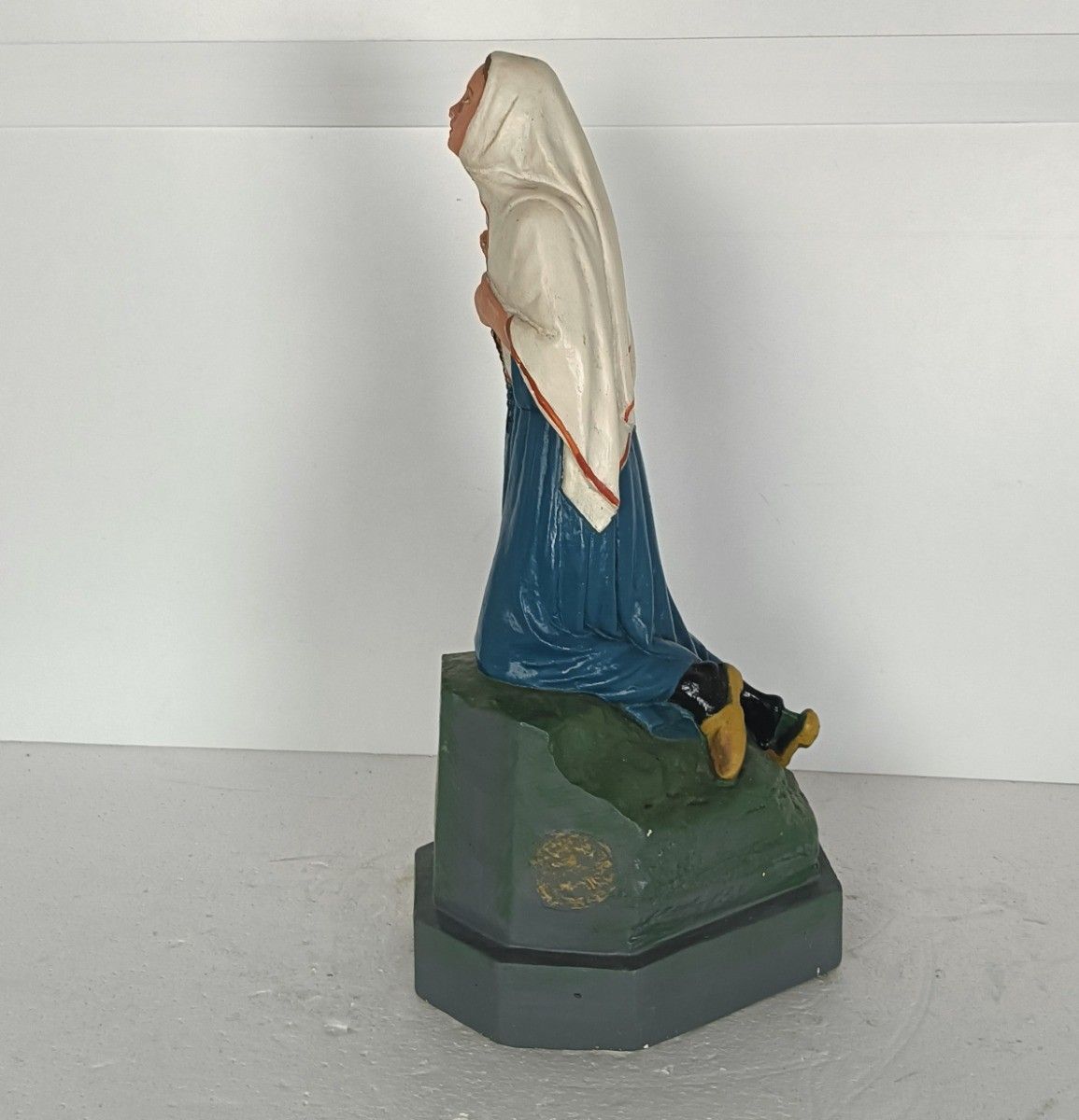 Large Statue Plaster St Bernadette Soubirous Plaster Polychrome Lourdes Vintage photo buy
