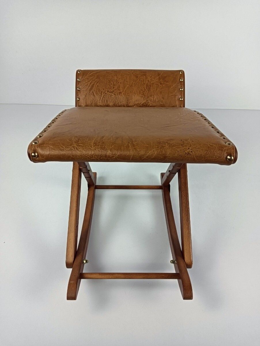 Foldable Special Adjustable  Foot Stool Rest Ottoman Wood Faux Leather Funky photo furniture