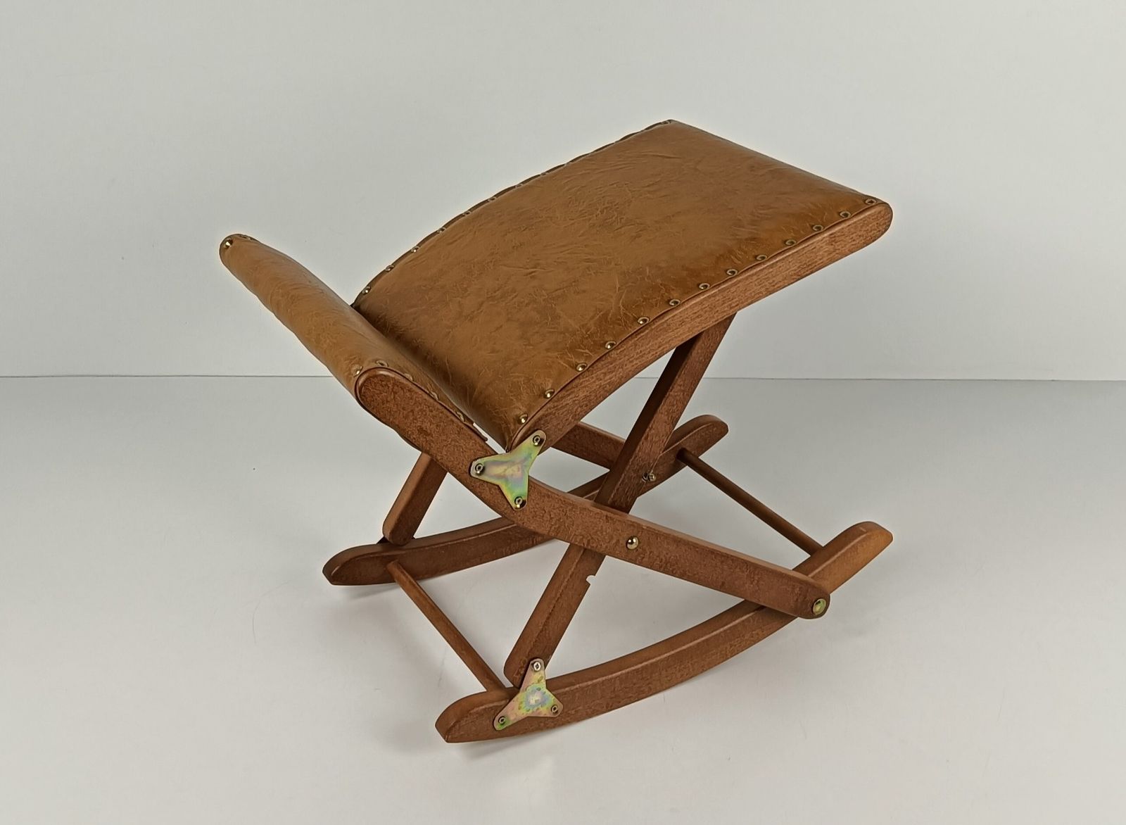 Foldable Special Adjustable  Foot Stool Rest Ottoman Wood Faux Leather Funky photo Furniture