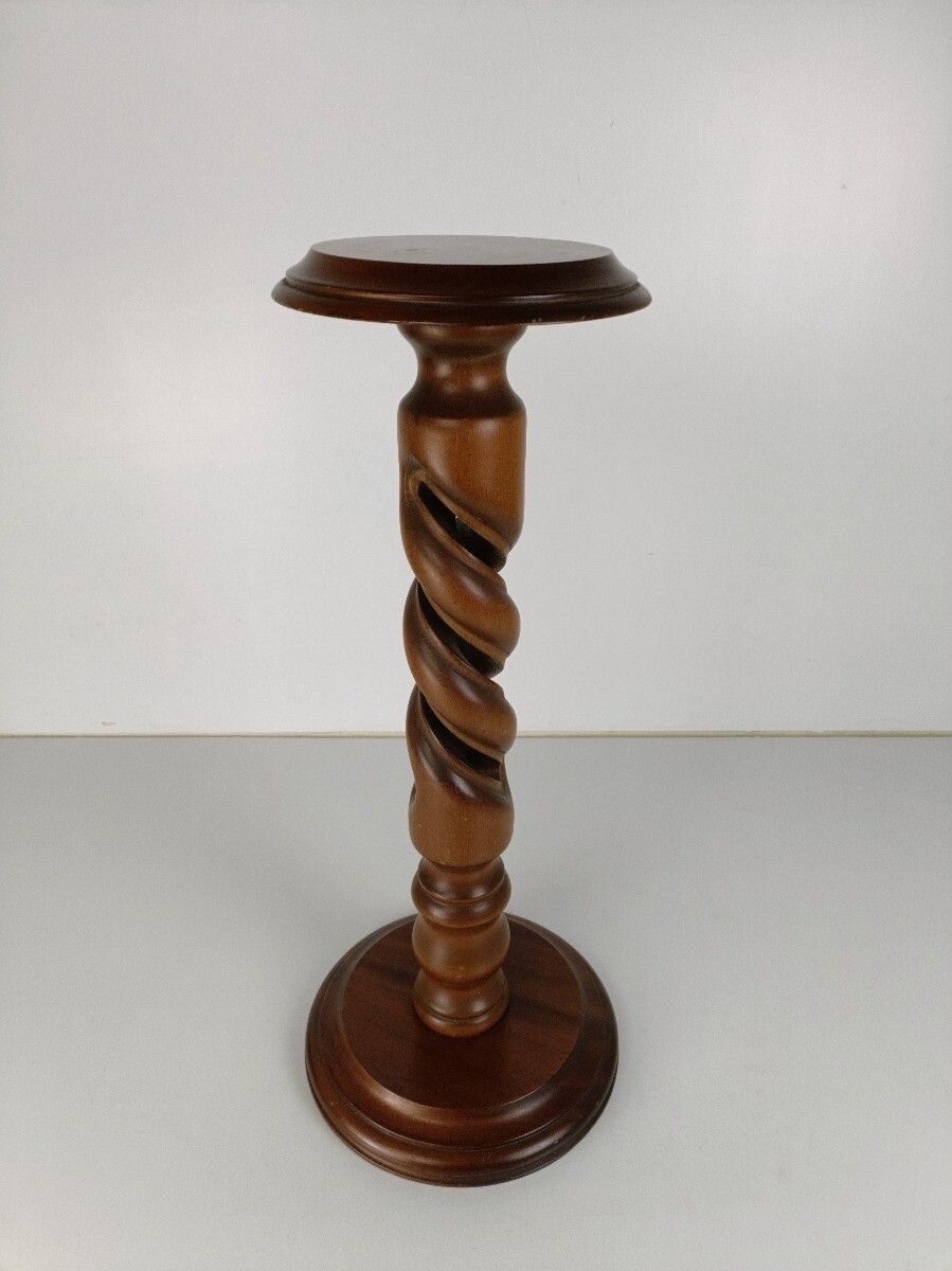 Open Barley Twist Wooden  Side Wine Display Table Pedestal Plant Bonsai Flower S photo furniture