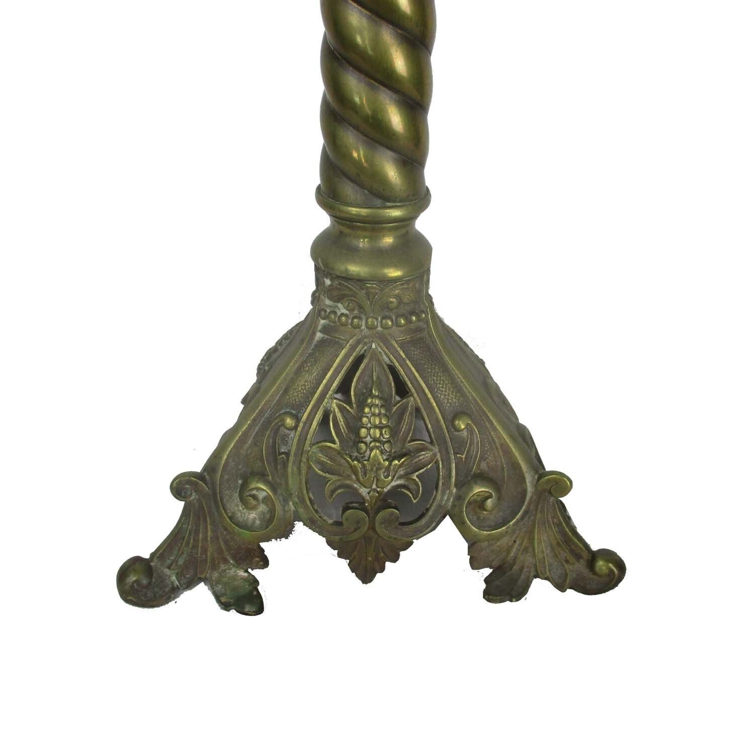 Large Antique Candle Holder Candlestick Church Altar Monastery Brass Twisted Ste photo furniture