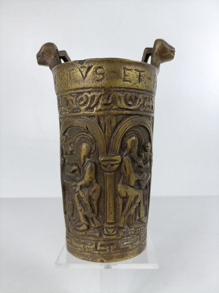 Ornate Antique Bronze Situla Holy Water Bucket Catholic Priest Church Htf Collec photo furniture