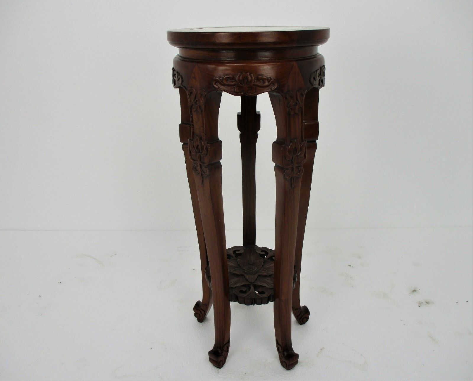 Hand Carved Red Wood Chinese Marble Top Hall Console Table Pedestal Small Lovely photo furniture
