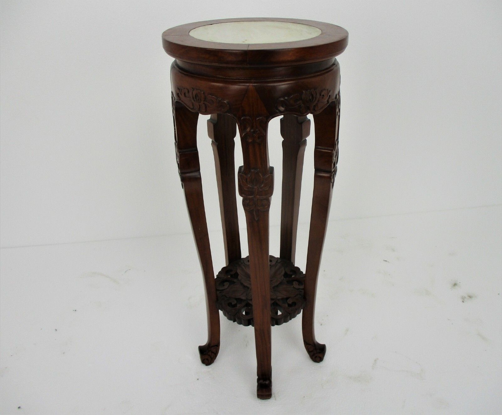 Hand Carved Red Wood Chinese Marble Top Hall Console Table Pedestal Small Lovely photo buy