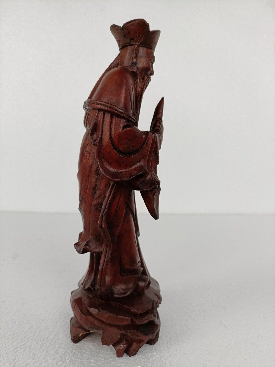 photo for sale Chinese Rosewood Hand Carved Wooden Figurine Sculpture Wise Old Man