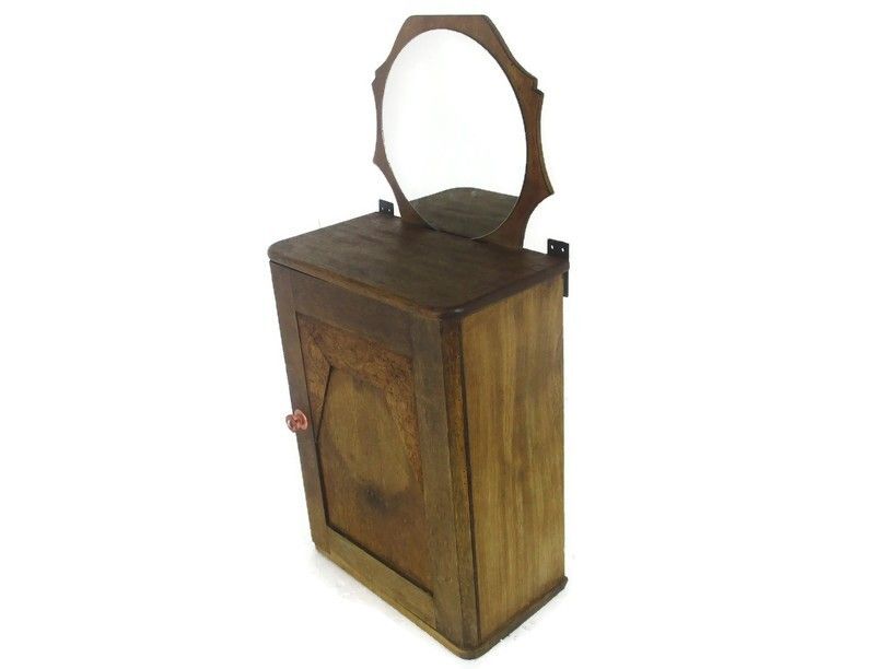 Apothecary Bathroom Medicine Kitchen Cabinet Art Deco  Hand Carved Wood Gorgeous