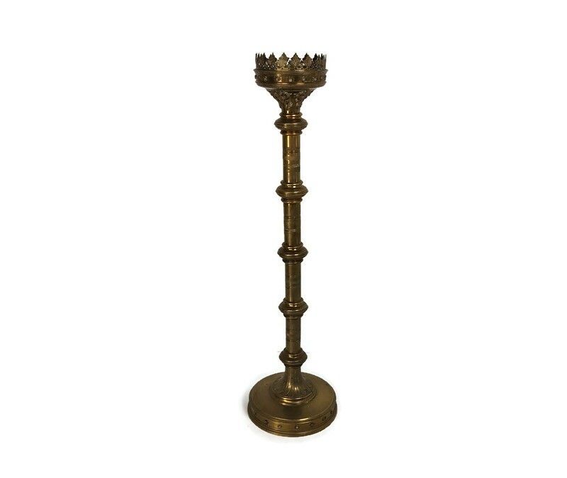 Gothic Antique Candle Holder Candle Stick Church Chapel Altar Monastery Brass  W