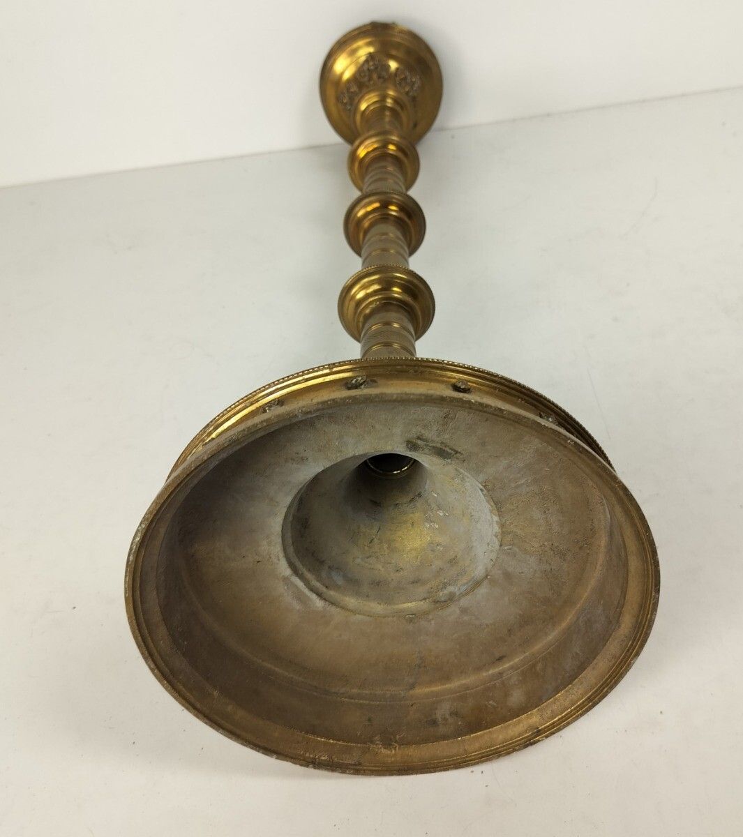 Gothic Antique Candle Holder Candle Stick Church Chapel Altar Monastery Brass  W photo vintage