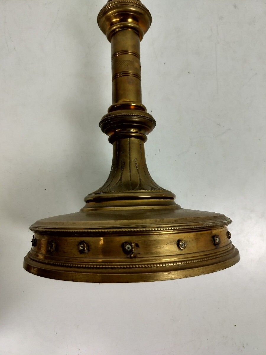 Home Decor Gothic Antique Candle Holder Candle Stick Church Chapel Altar Monastery Brass  W photo