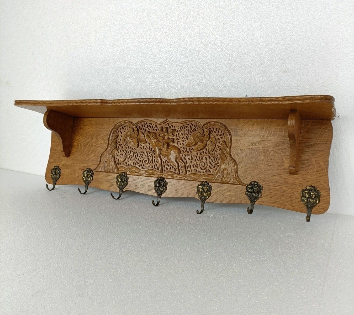 Coat Rack Hat Rack Kitchen Rack Deer, French Oak, Hand Carved, Ornate, Xl, Hallw photo Furniture