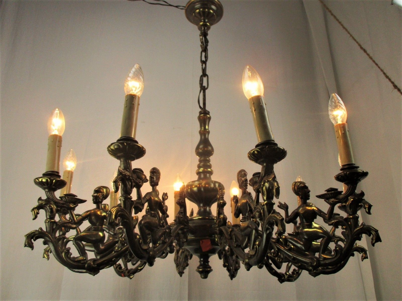 Impressive Eastern Style Chandelier Bronze 10 Lights Genie Figurines Lamps  Htf photo furniture