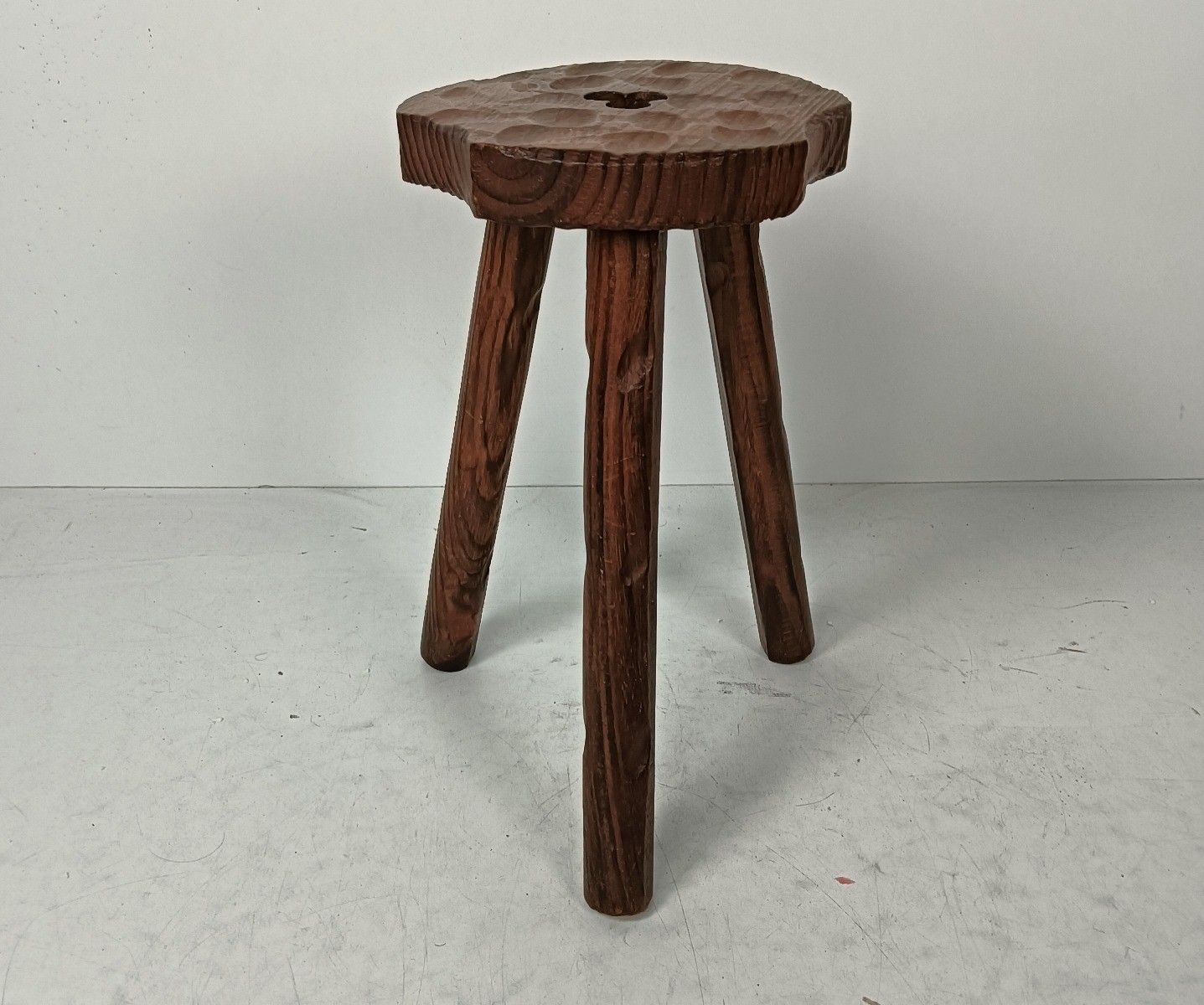 Spanish Milking Stool Table Pedestal Plant Bonsai Stand Carved Wood Barn Farmhou photo Furniture