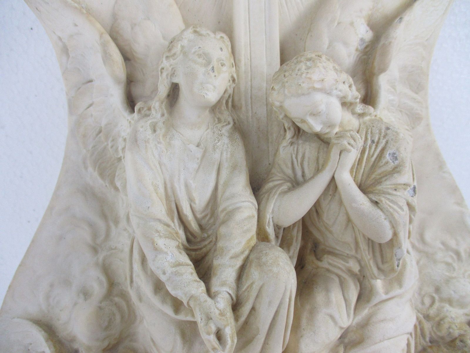Large Antique Porcelain  Meerschaum Holy Water Font Vessel Angels  Church Wow Ex photo for sale