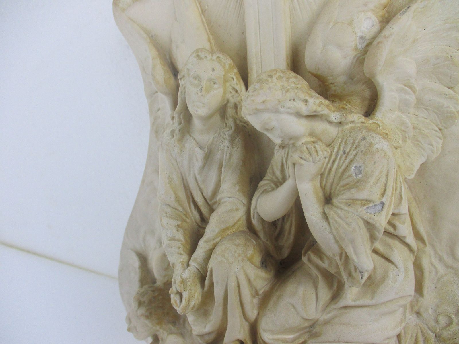 Large Antique Porcelain  Meerschaum Holy Water Font Vessel Angels  Church Wow Ex photo Art