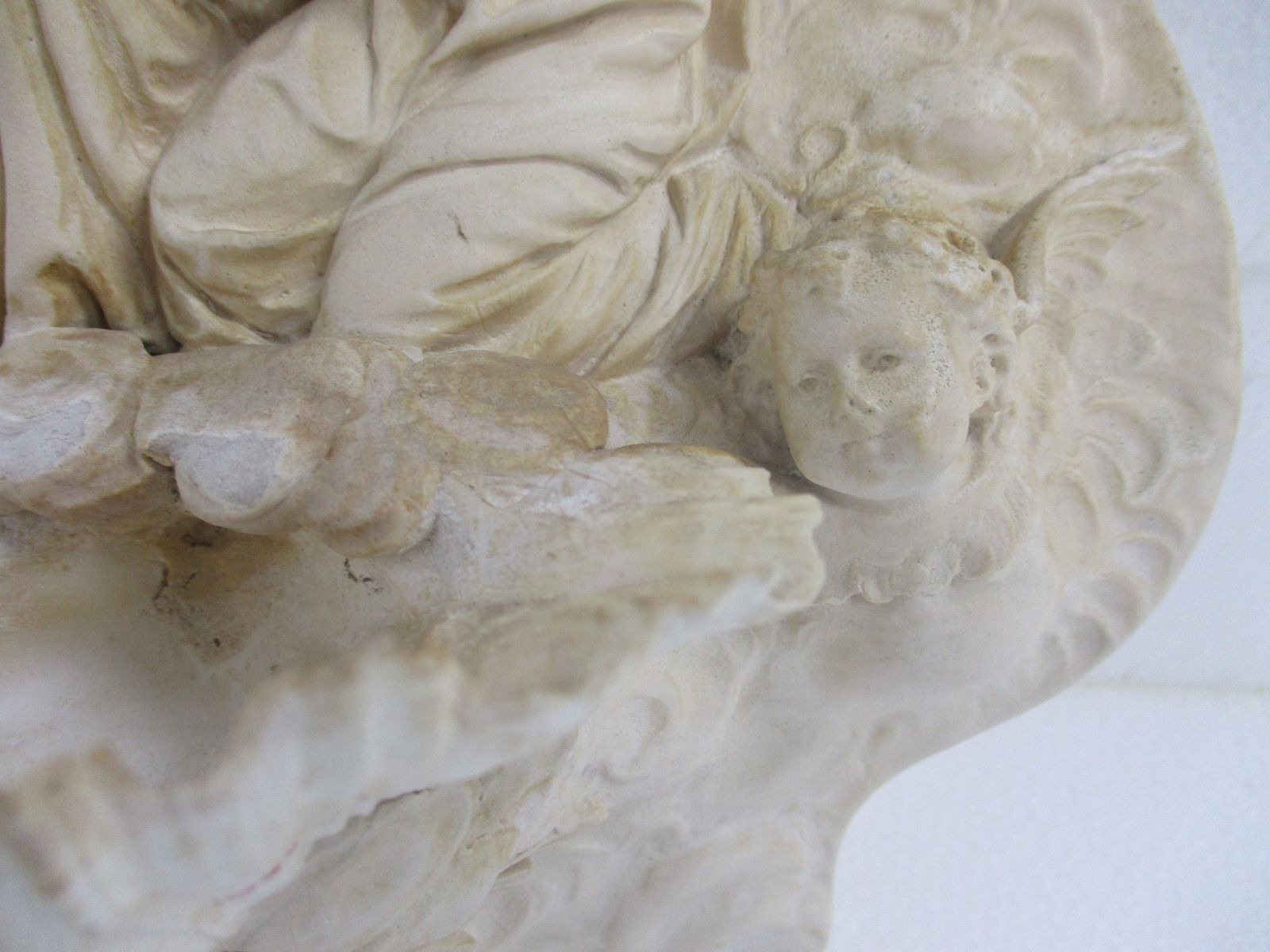 Large Antique Porcelain  Meerschaum Holy Water Font Vessel Angels  Church Wow Ex photo 566.0