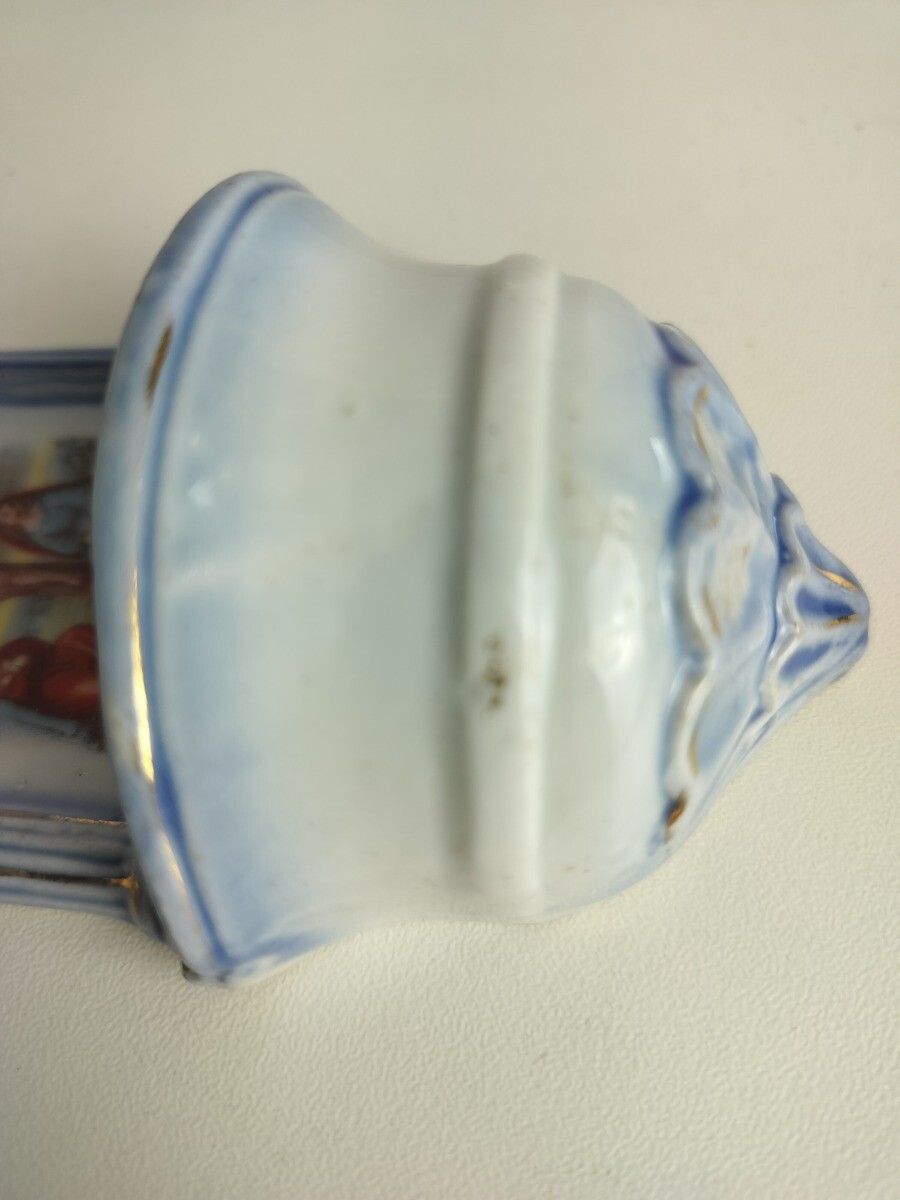 Antique Small Holy Water Font Vessel Bisque Porcelain Crucifixion Calvary Lovely photo 73.0