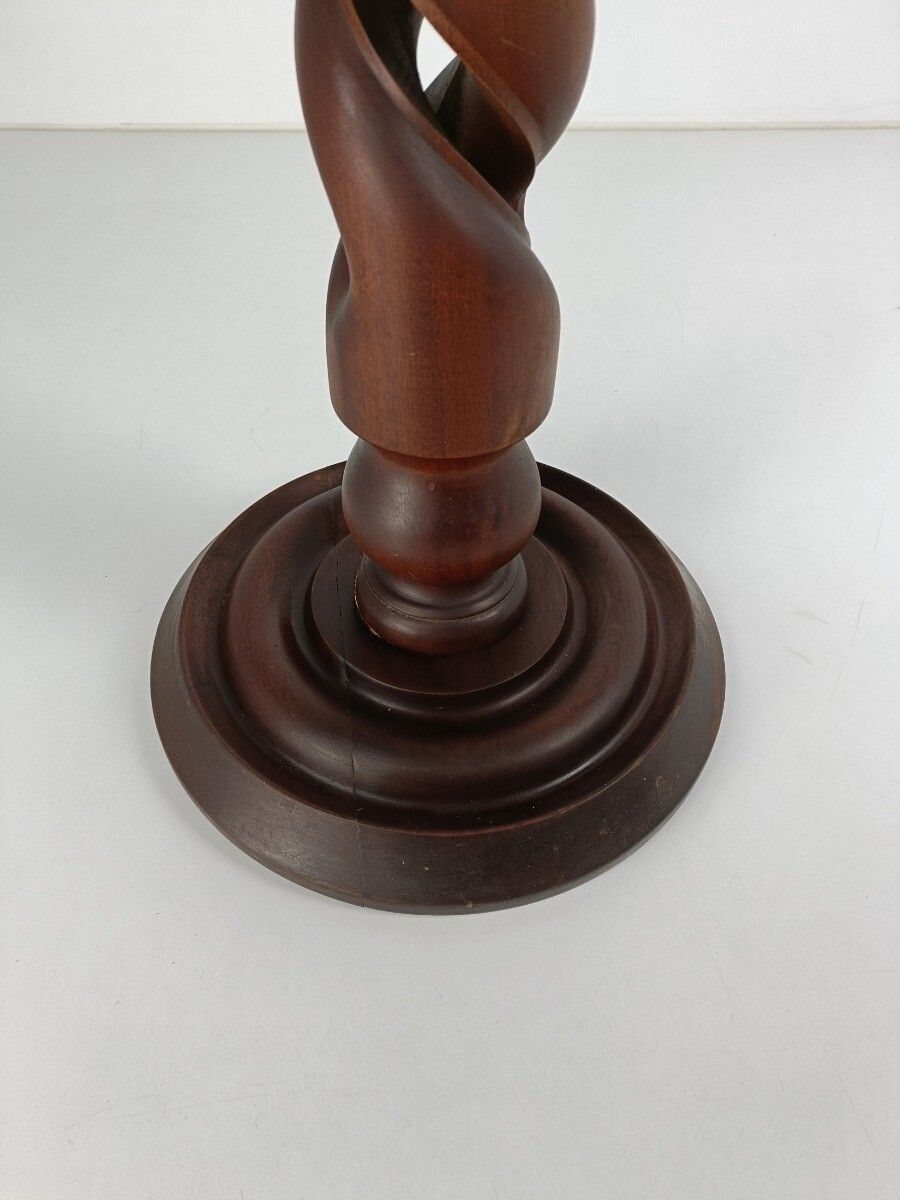 Open Barley Twist Pedestal Plant Stand Gorgeous Rare Barn Style Bonsai Table Vin photo for sale