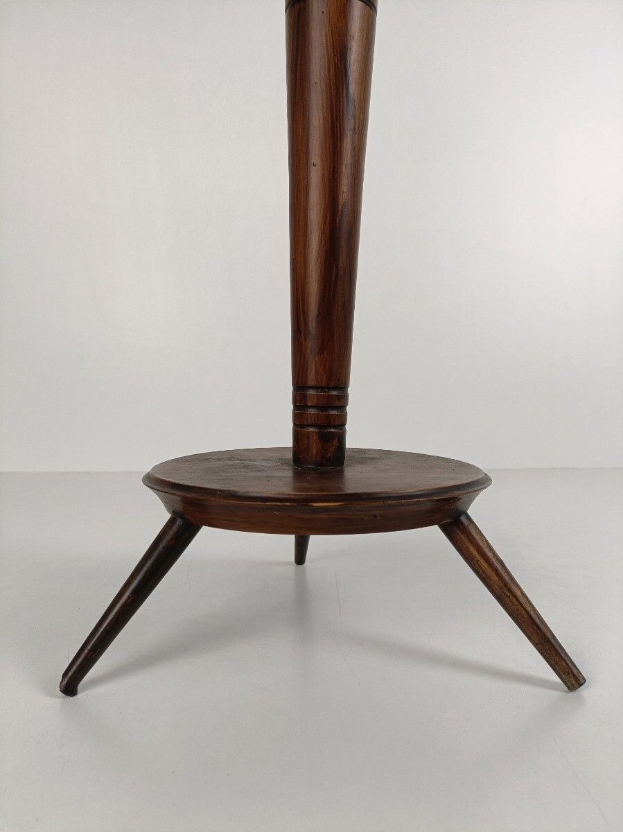 Vintage Carved Wooden Tripod Pedestal Plant Stand Side Table Bonsai Flower Table photo Furniture