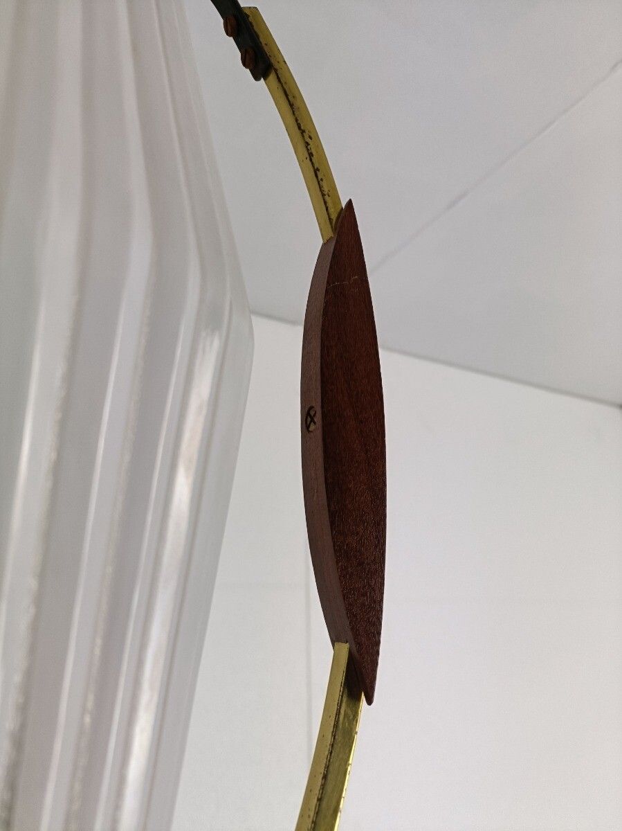 Lighting Danish Modern Chandelier Pendant Teak Brass Opaline Glass Atomic Retro Pop Art photo